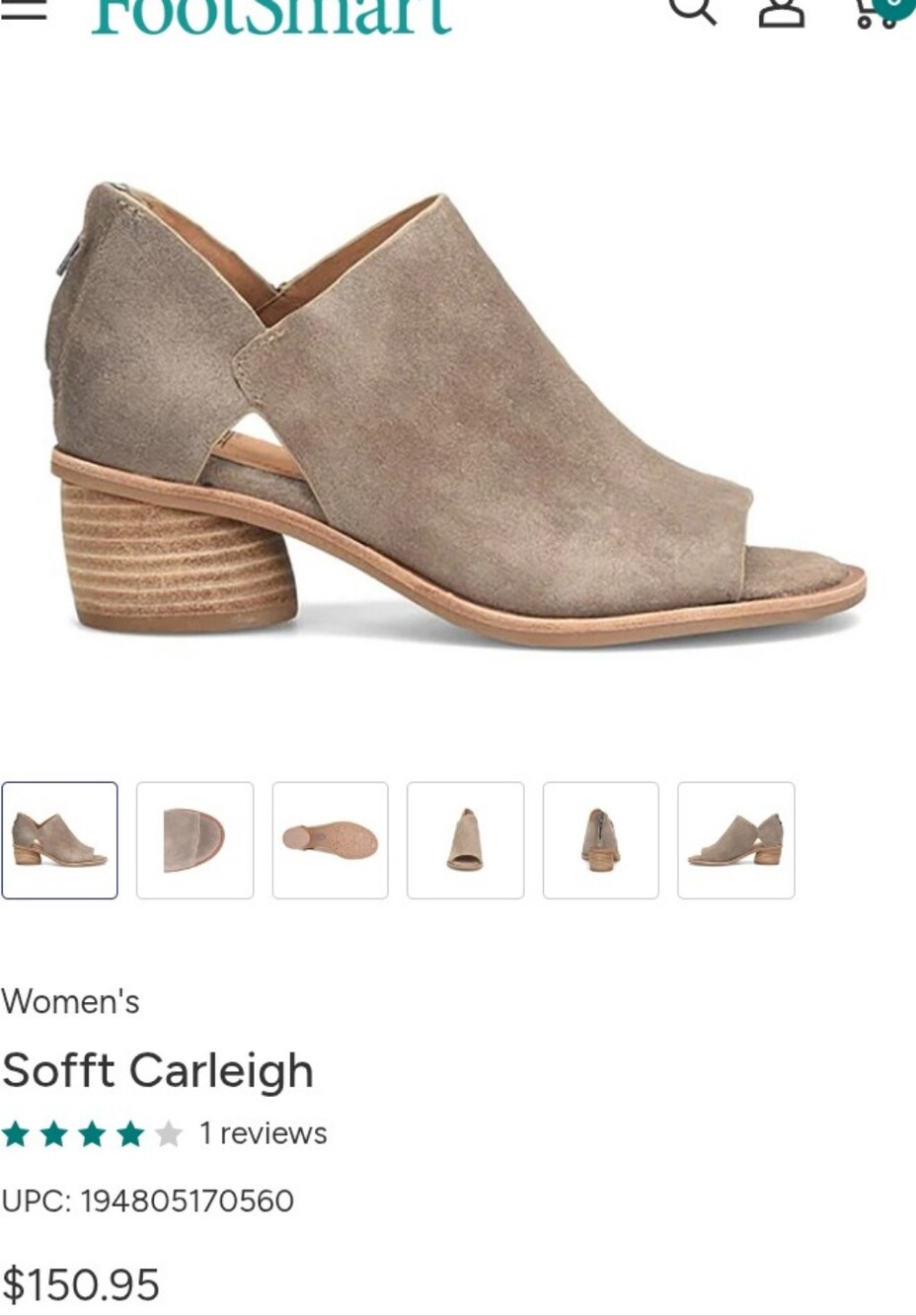 Sofft Taupe Suede Open-Toe Cutout Mule